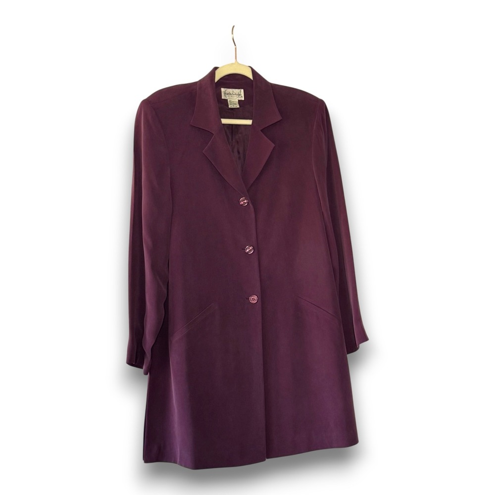 Vintage Diane Von Furstenberg Silk Assets Purple Longline Blazer Jacket Medium